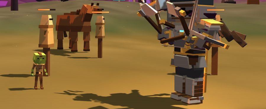 Goblin character with health bars visible